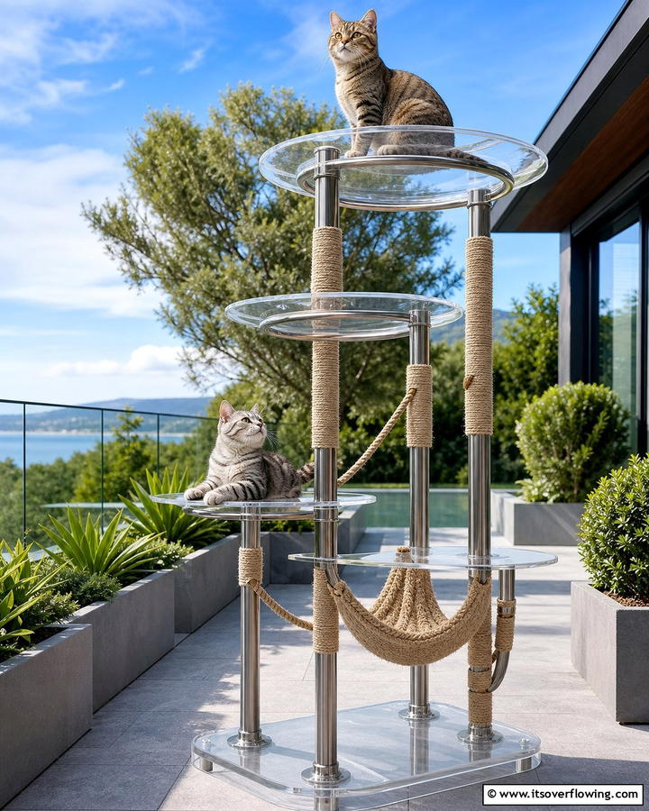 Cat Tree with Transparent Platforms - 20 Outdoor Cat Tree Ideas for Your Feline Friends