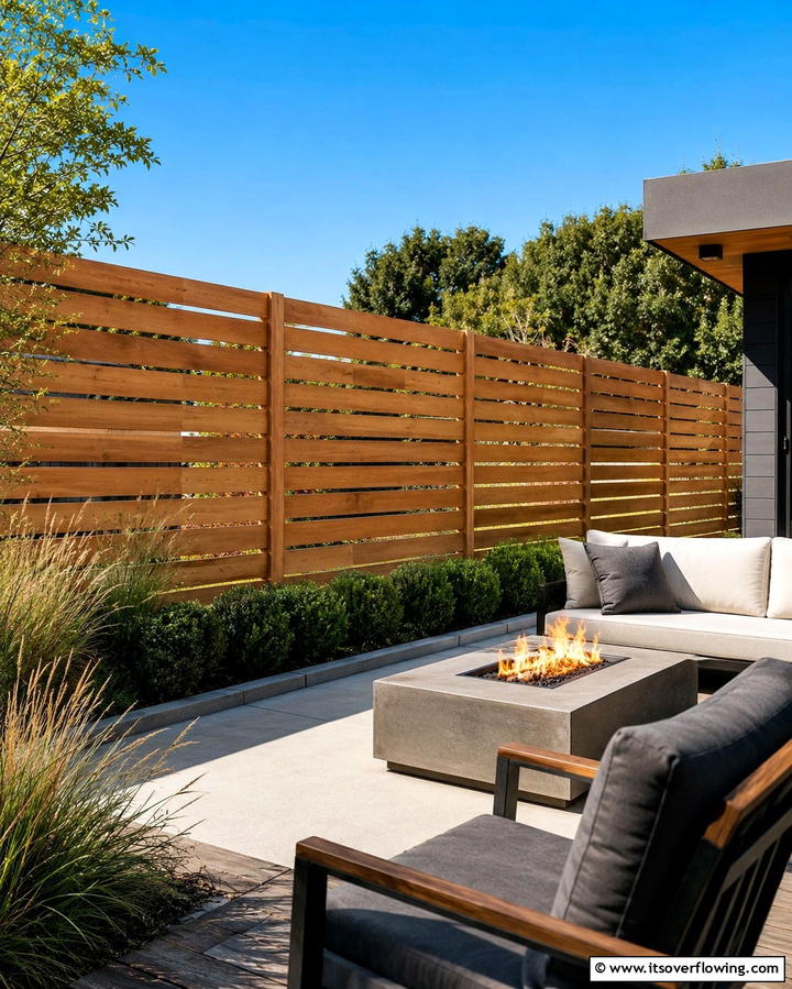 Cedar Fence with Horizontal Slats - 30 Durable Cedar Fence Ideas to Enhance Privacy and Style