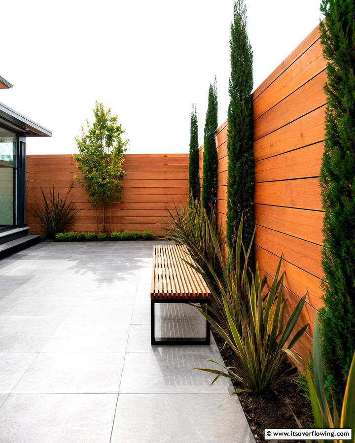 Cedar Fence with Minimalist Design - 30 Durable Cedar Fence Ideas to Enhance Privacy and Style