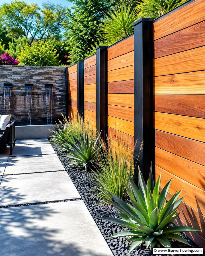 Cedar Fence with Mixed Materials - 30 Durable Cedar Fence Ideas to Enhance Privacy and Style