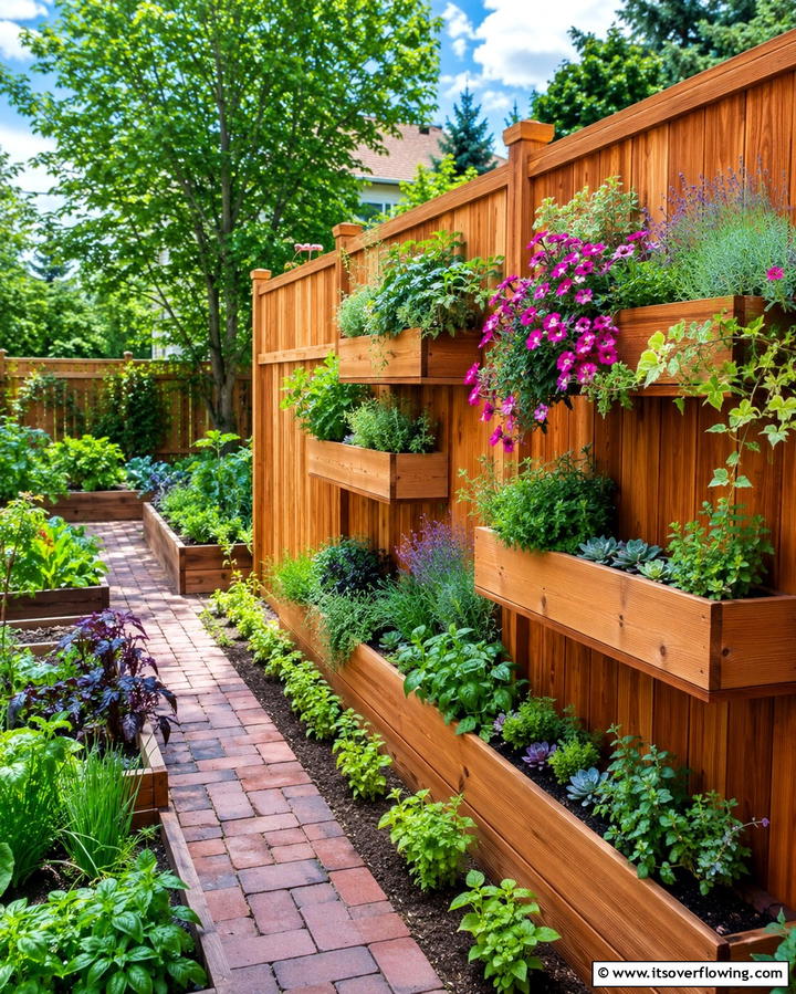 Cedar Fence with Planters - 30 Durable Cedar Fence Ideas to Enhance Privacy and Style