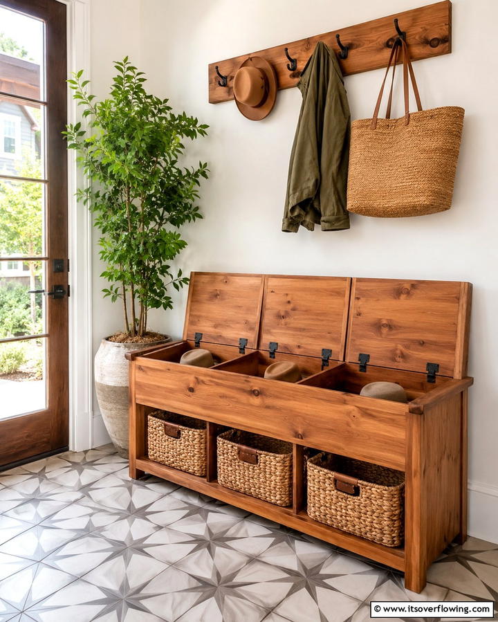 Cedar Hat Storage Bench - 30 Smart Hat Storage Ideas to Declutter Your Home