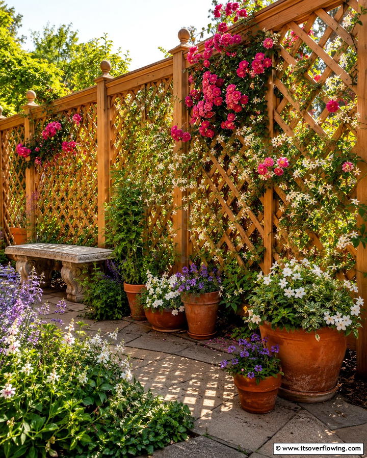 Cedar Lattice Fence - 30 Durable Cedar Fence Ideas to Enhance Privacy and Style