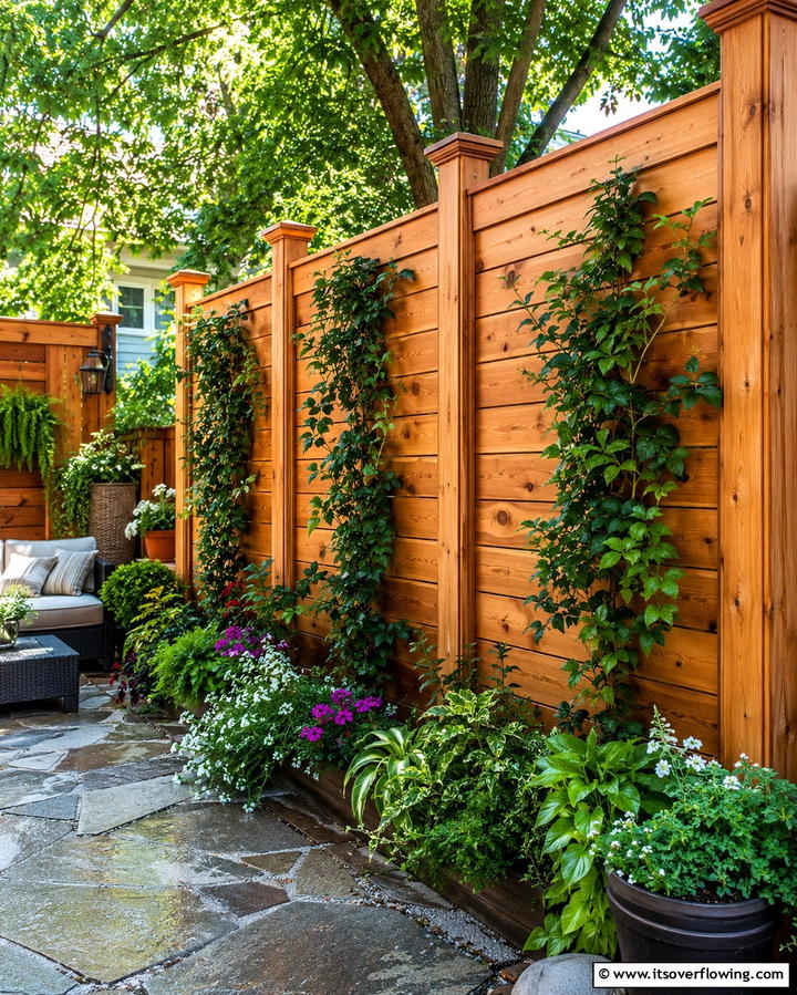 Cedar Privacy Screen - 30 Durable Cedar Fence Ideas to Enhance Privacy and Style
