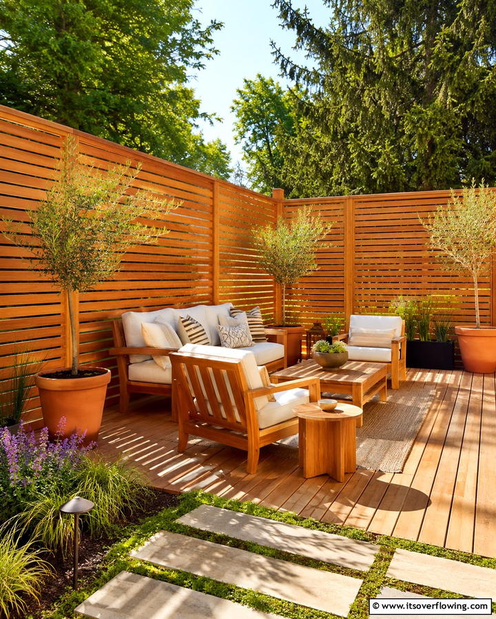 Cedar Slat Privacy - 30 Private Deck Ideas for Secluded Outdoor Relaxation Zones