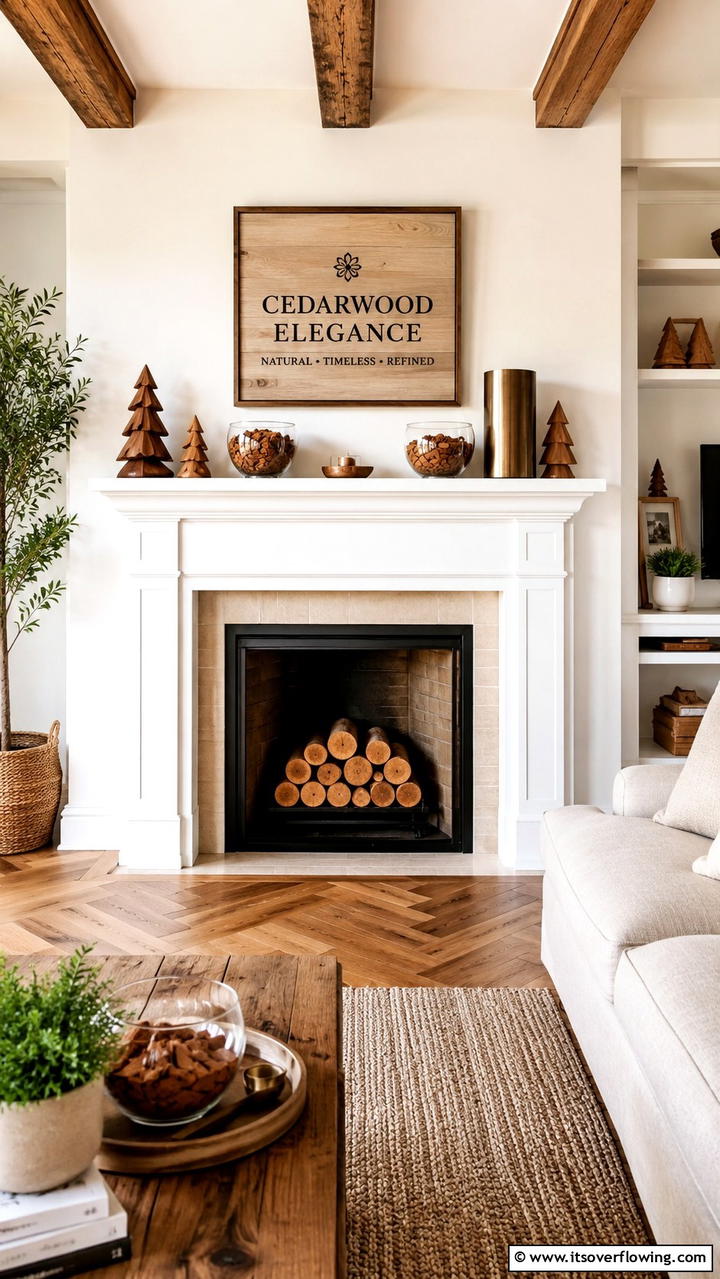 Cedarwood Elegance - 30 Fall Mantel Decor Ideas for Seasonal Coziness