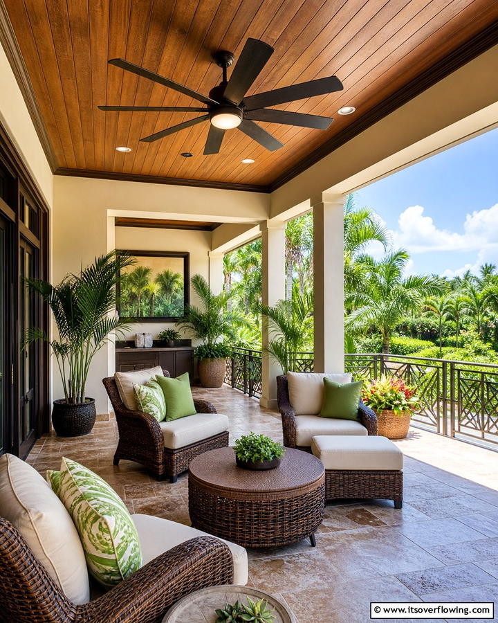 Ceiling Fans for Comfort - 20 Lanai Porch Ideas- Tropical Outdoor Living