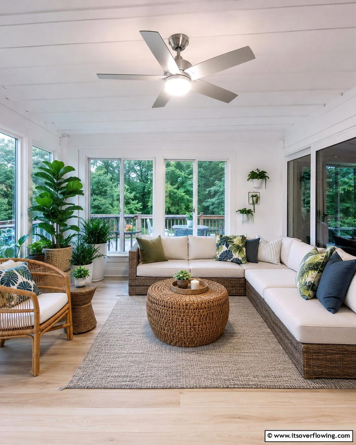 Ceiling Fans with Integrated Lighting - 20 Sunroom Ceiling Ideas for a Stunning Overhead View
