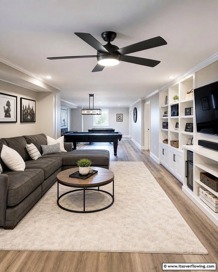 Ceiling Fans with Lights for Dual Functionality - 20 Basement Lighting Ideas to Brighten Your Space