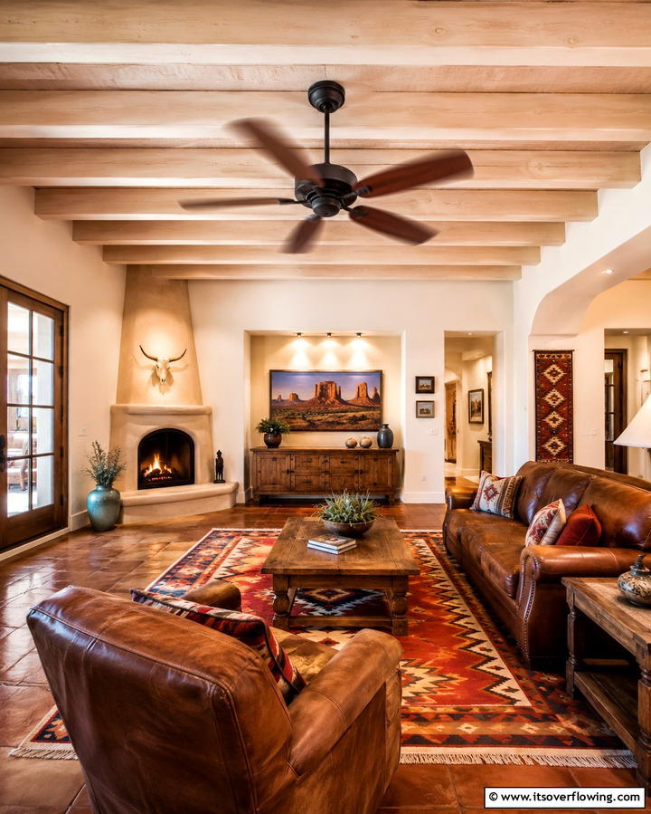 Ceiling Fans with Rustic Charm - 25 Southwest Living Room Ideas for a Cozy Vibe
