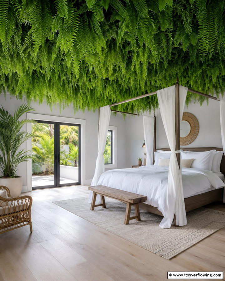 Ceiling Fern Gardens - 25 Green Ceiling Ideas for a Unique and Bold Statement