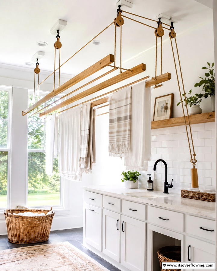 Ceiling Mounted Drying Rails - 25 Small Utility Room Ideas for Efficient Homes