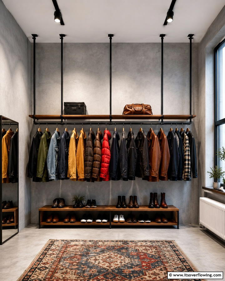 Ceiling Mounted Hanging Rods - 25 Small Dressing Room Ideas to Organize Your Wardrobe