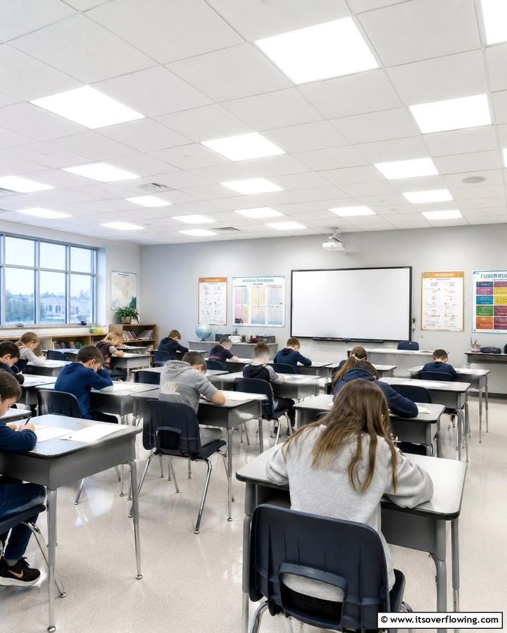 Ceiling Mounted LED Panels for Uniform Illumination - 25 Classroom Lighting Ideas for Better Learning
