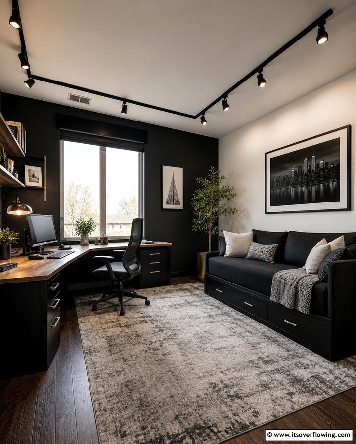 Ceiling Mounted Lighting - 25 Office Guest Room Ideas for a Functional and Stylish Space