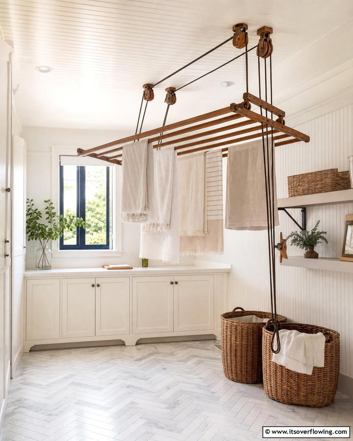 Ceiling Mounted Pulley Rack - 20 Laundry Room Drying Rack Ideas for Efficient Drying
