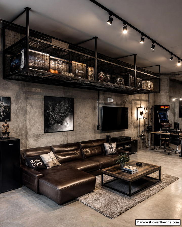 Ceiling Mounted Storage - 25 Small Game Room Ideas for Fun and Entertainment