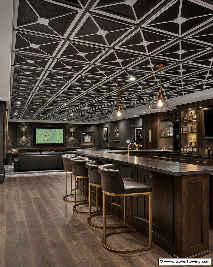 Ceiling Tiles - 20 Man Cave Ceiling Ideas to Elevate Your Space