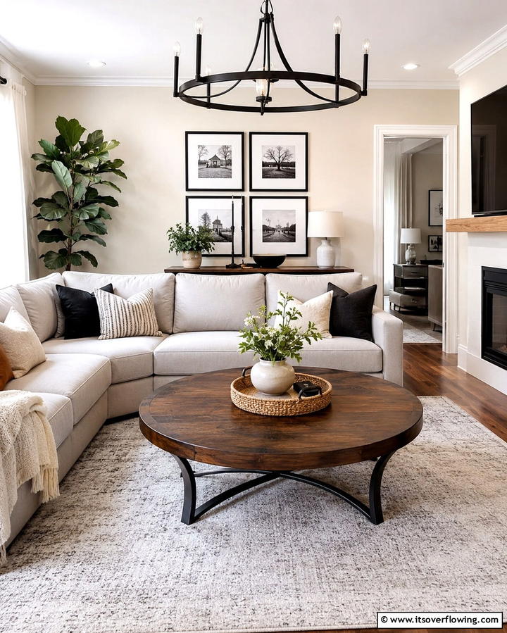 Centered Coffee Table Feature - 30 Functional Basement Furniture Ideas for Multi-Use Spaces