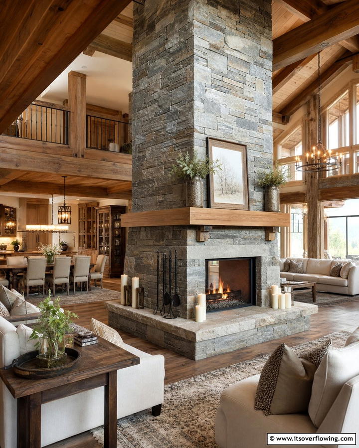 Central Fireplaces - 25 Large Living Room Ideas for Spacious Comfort