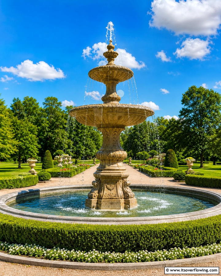 Central Fountains - 25 Formal Garden Ideas- Elegant & Timeless Designs
