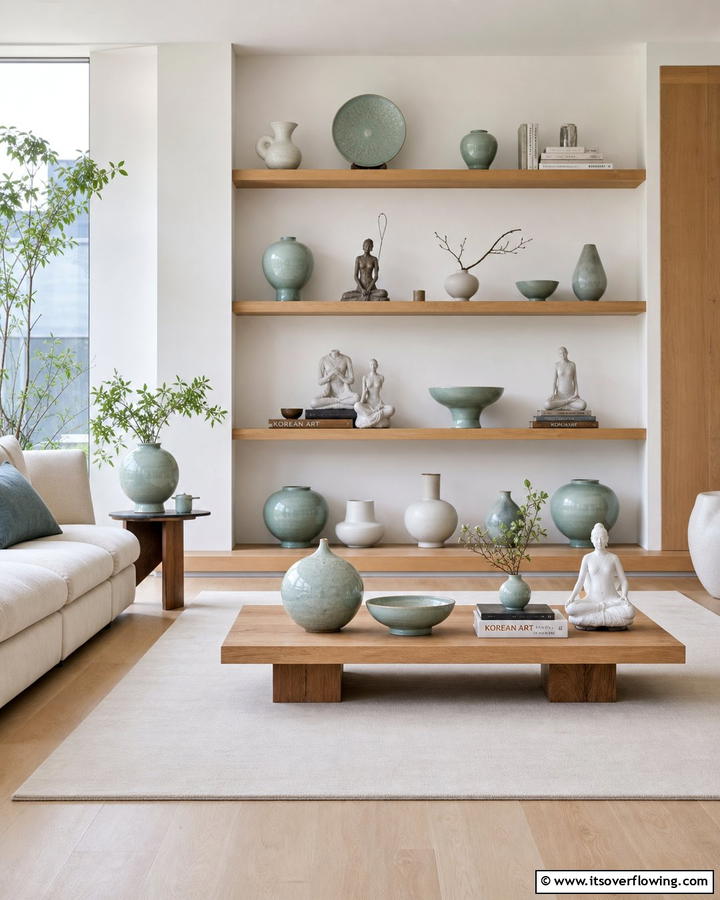 Ceramic Decor Pieces - 20 Korean Living Room Ideas for a Minimalist Space