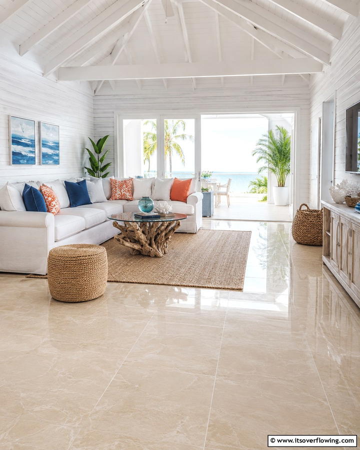 Ceramic Tile for Sleek Sophistication - 25 Living Room Flooring Ideas for a Stunning Space