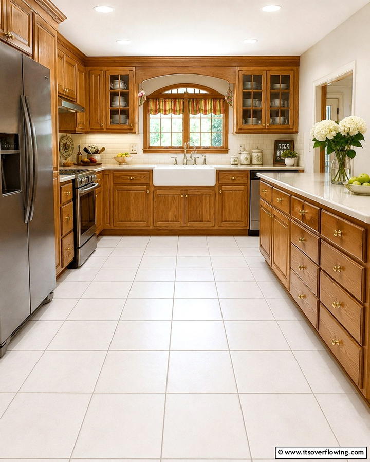 Ceramic Tiles for a Classic Appeal - 25 White Kitchen Floor Ideas for a Bright Space
