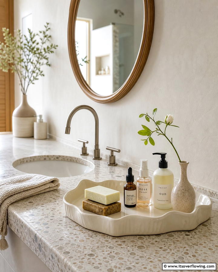 Ceramic Tray with Textured Edges - 25 Stylish Bathroom Tray Ideas to Organize and Decorate