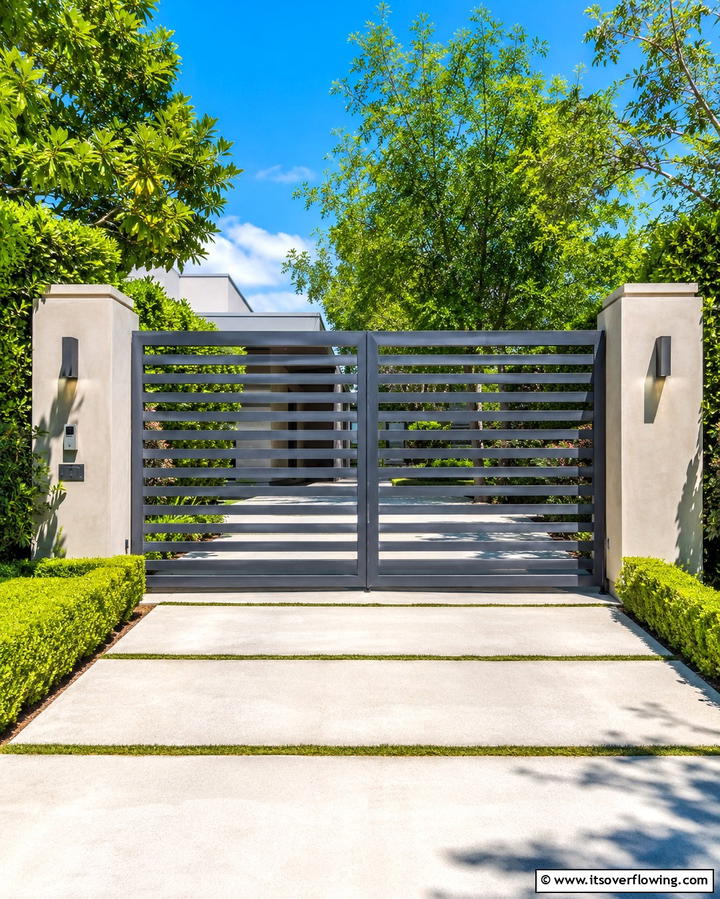 Chain Link Gate with Privacy Slats - 25 Fence Gate Ideas for Stylish and Secure Yards