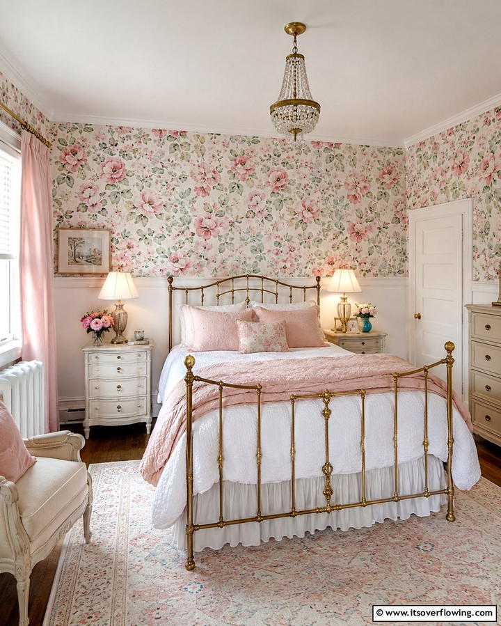 Chair Rail with Floral Motifs - 30 Stylish Chair Rail Molding Ideas to Elevate Your Interiors