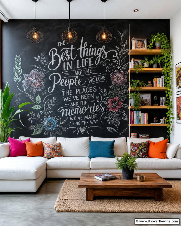 Chalkboard Accent Wall - 30 Living Room Wall Decor Ideas to Elevate Your Space