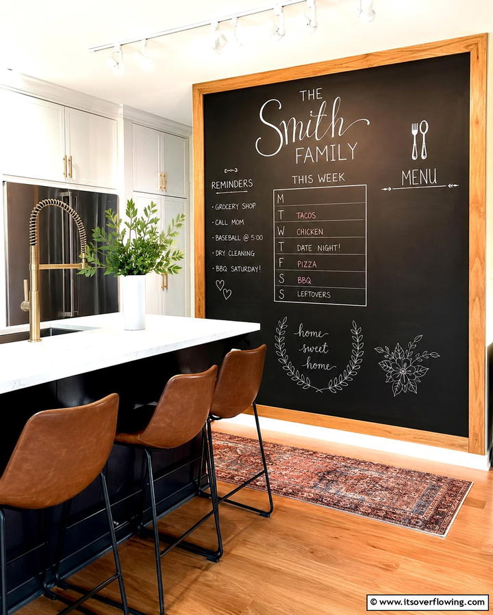 Chalkboard Accent Wall for Functionality - 25 Kitchen Accent Wall Ideas for a Stylish Upgrade