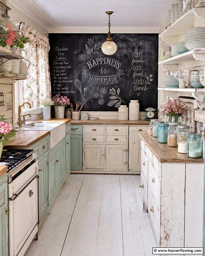 Chalkboard Accents - 20 Shabby Chic Kitchen Ideas for a Vintage Look