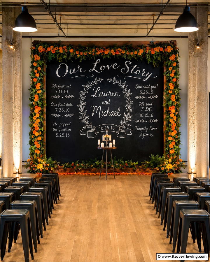 Chalkboard Backdrop - 30 Beautiful Wedding Backdrop Design Inspirations