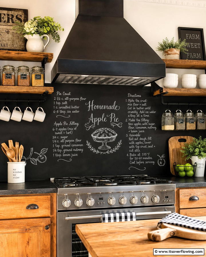 Chalkboard Backsplash - 25 Rustic Backsplash Ideas for a Farmhouse Kitchen