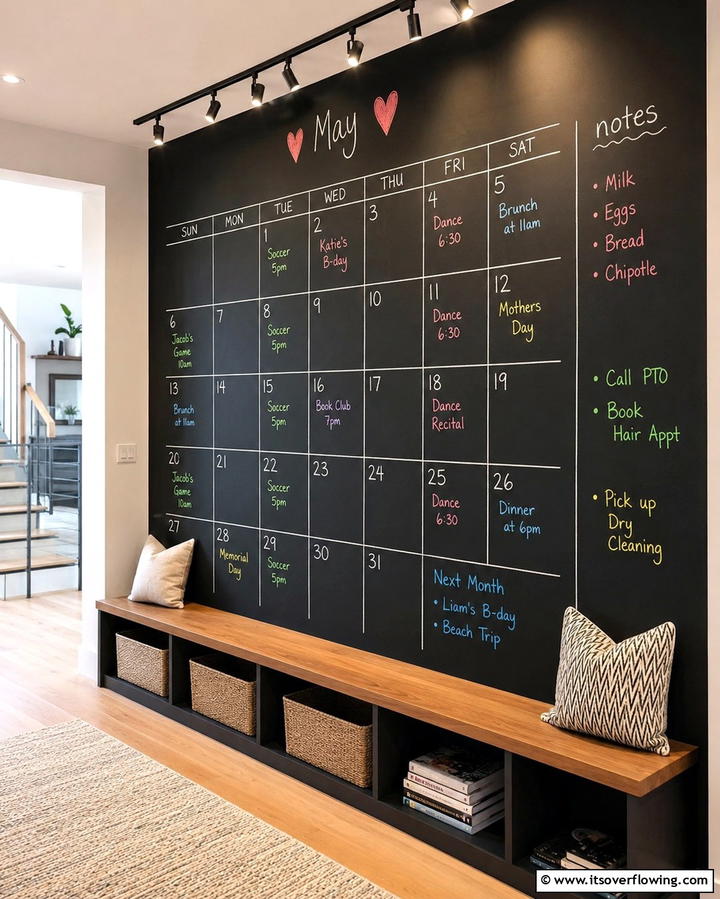Chalkboard Calendar Wall - 30 Creative Chalkboard Wall Ideas for Functional & Fun Spaces