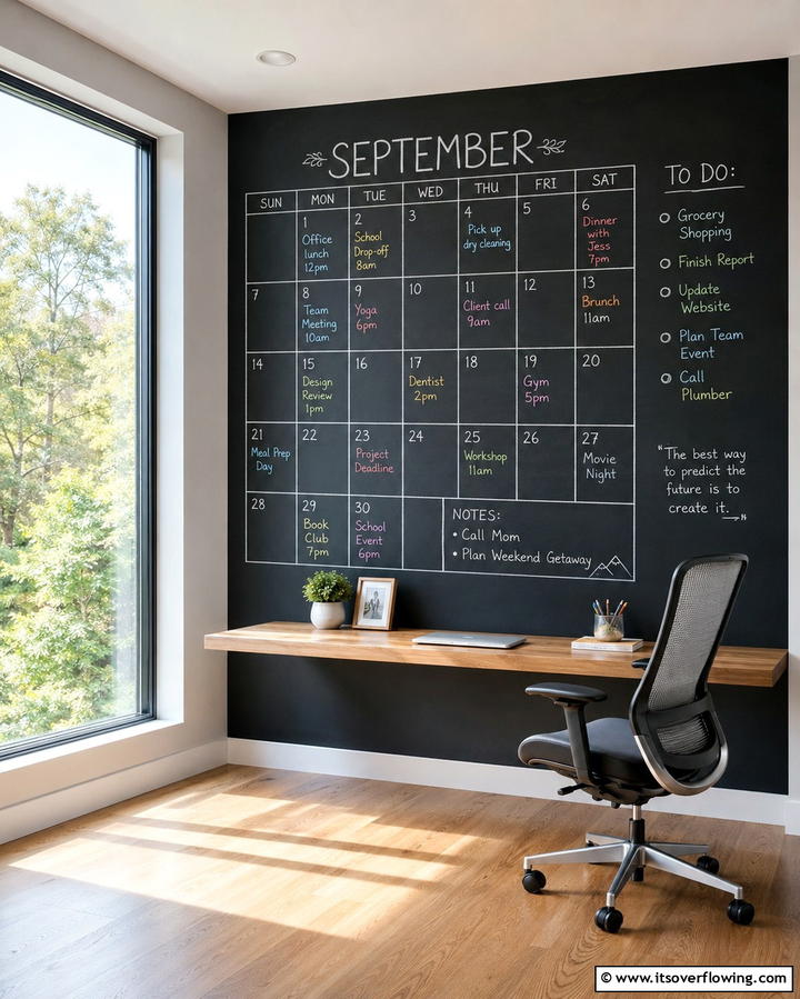 Chalkboard Calendar for Organization - 30 Creative Chalkboard Wall Ideas for Functional & Fun Spaces