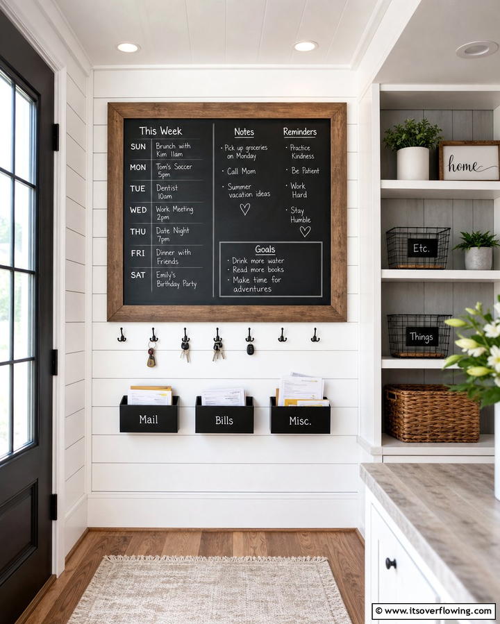 Chalkboard Command Center - 25 Drop Zone Ideas to Keep Your Home Organized and Tidy
