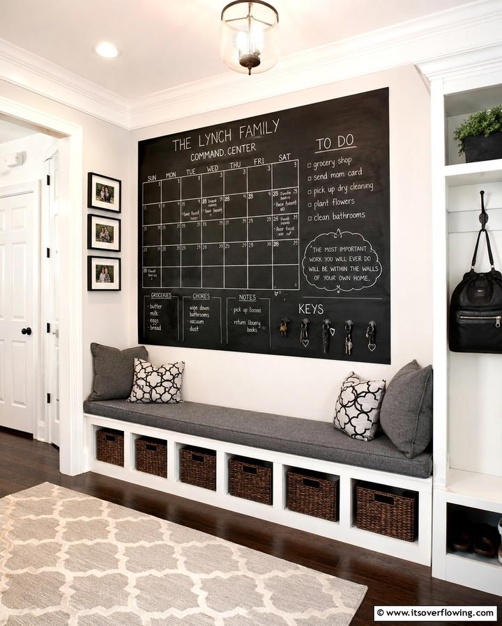 Chalkboard Command Center - 30 Creative Chalkboard Wall Ideas for Functional & Fun Spaces