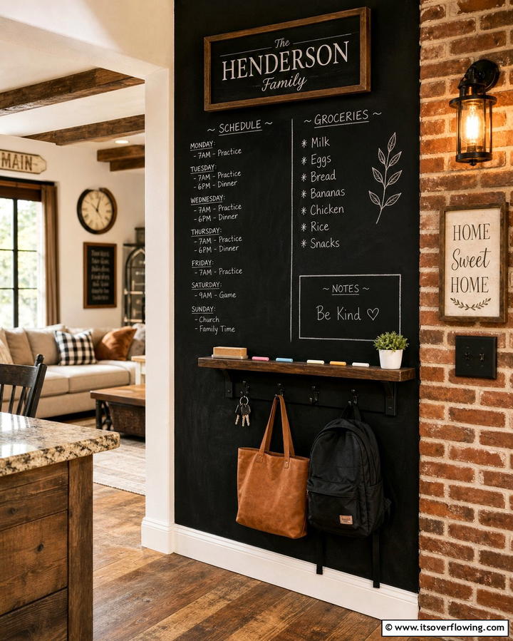Chalkboard Command Center - 25 Command Center Ideas to Organize Your Home and Life