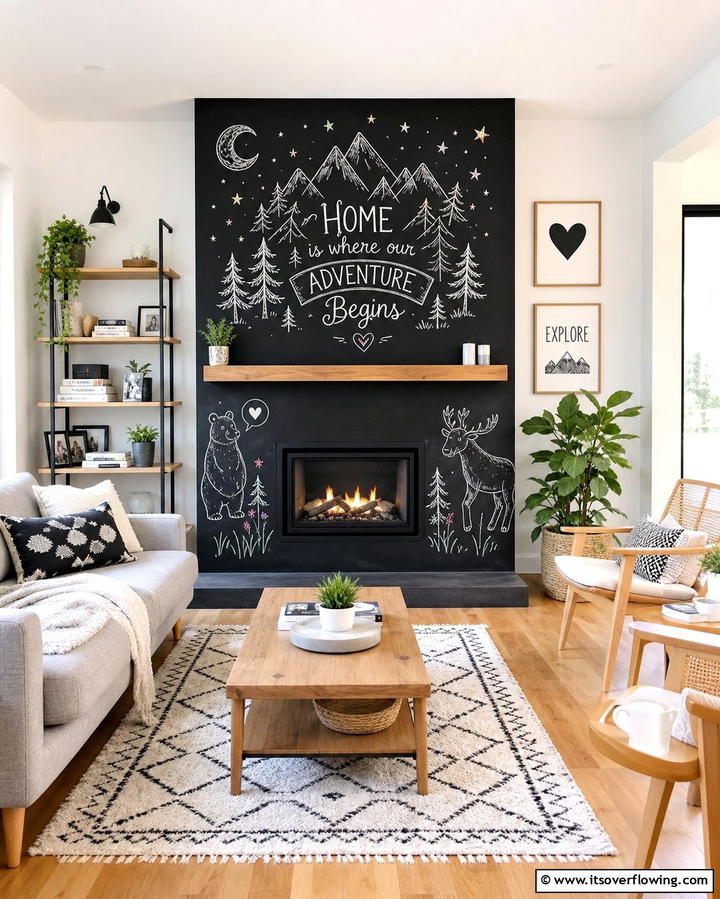 Chalkboard Creativity - 25 Fireplace Backsplash Ideas for a Stunning Focal Point