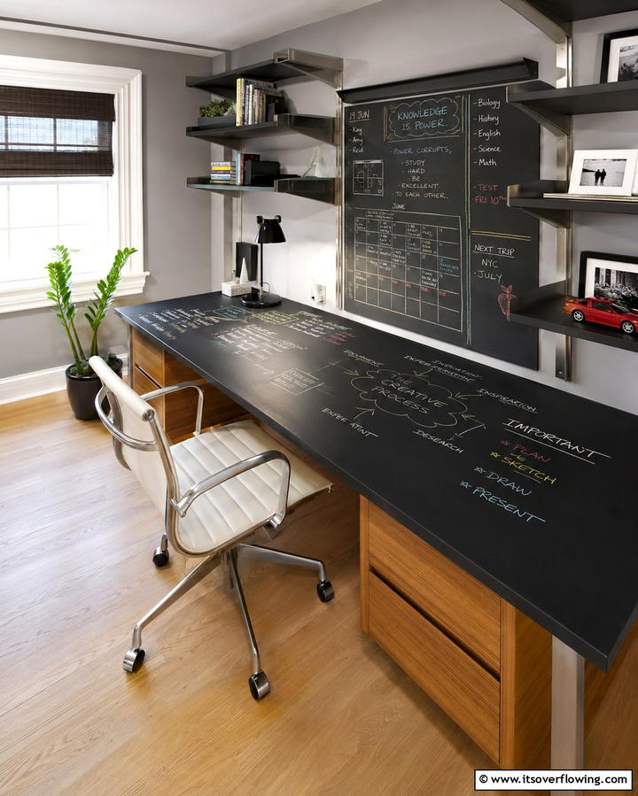 Chalkboard Desk Surface - 30 Creative Chalkboard Wall Ideas for Functional & Fun Spaces