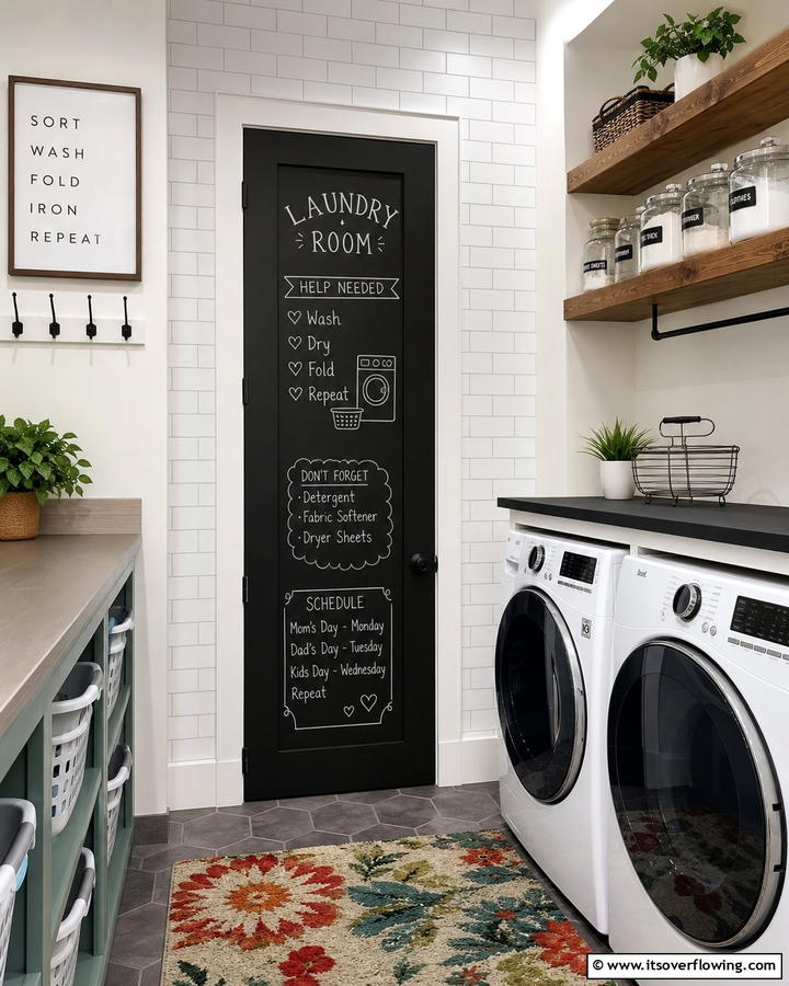 Chalkboard Door Creativity - 20 Laundry Room Door Ideas for a Stylish and Functional Space
