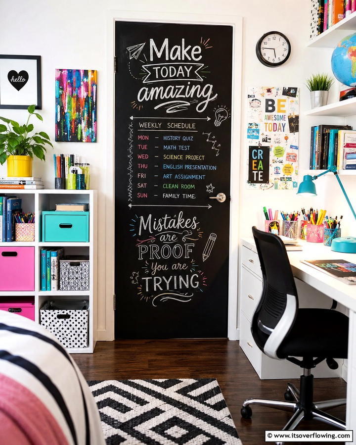 Chalkboard Door for Creativity - 25 Creative Bedroom Door Decorating Ideas for Style