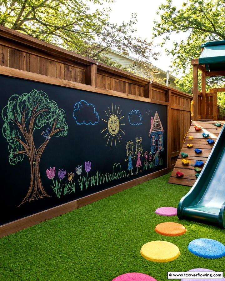 Chalkboard Fence - 25 Fence Painting Ideas to Refresh Your Outdoor Space