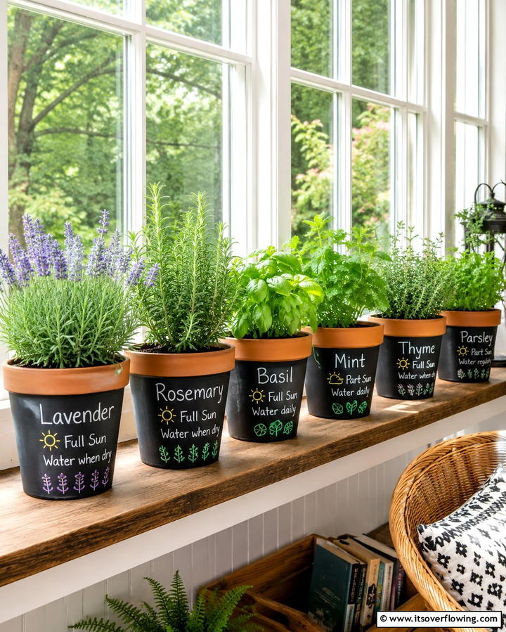 Chalkboard Flower Pots - 30 Creative Chalkboard Wall Ideas for Functional & Fun Spaces