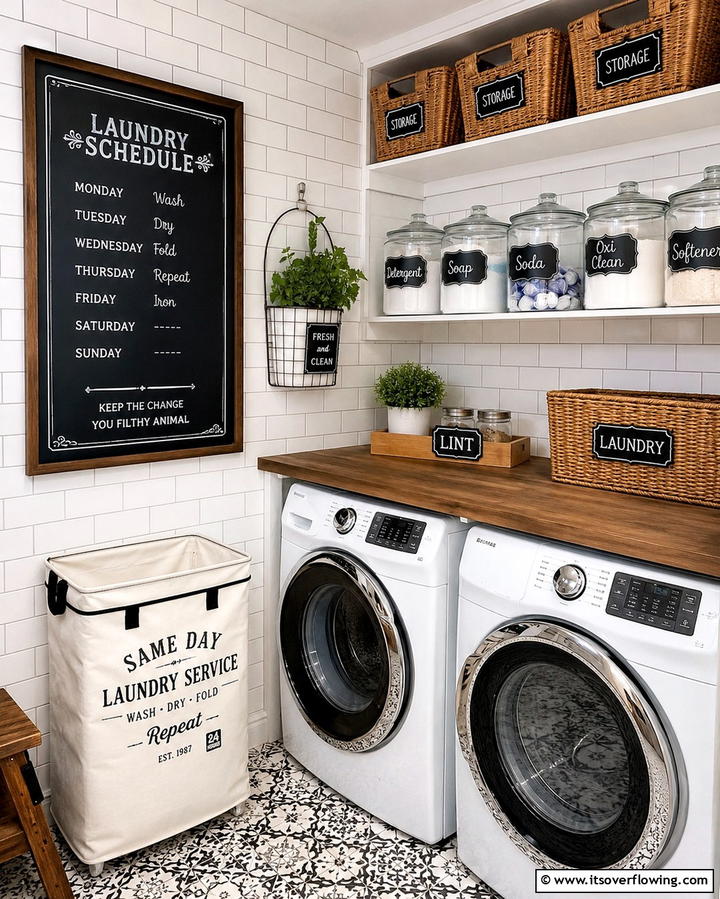 Chalkboard Labels - 20 Vintage Laundry Room Decor Ideas for a Retro Look