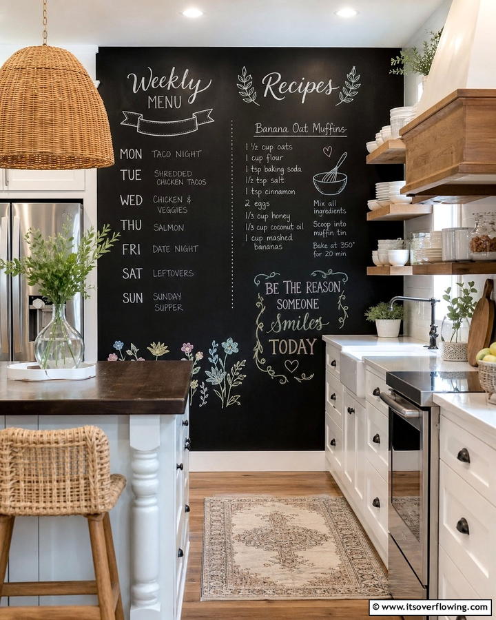Chalkboard Menu Wall - 21 Kitchen Wall Decor Ideas for a Personalized Culinary Space