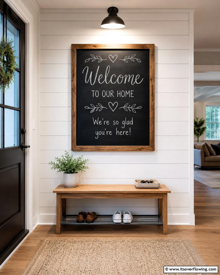 Chalkboard Message Board in the Entryway - 30 Creative Chalkboard Wall Ideas for Functional & Fun Spaces